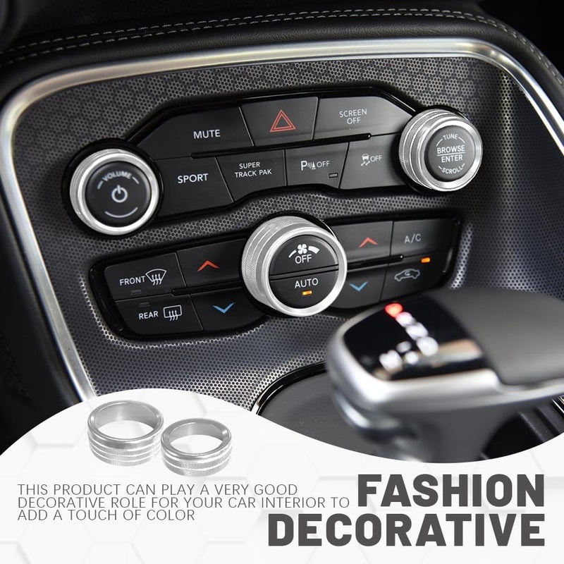 DWARFOO 3PCS Air Conditioner Switch Button Knob Cover, Aluminum Alloy A/C Decal Trim Rings, Car Interior Decor Accessories AC Climate Control Knob Outer Ring Replacement for Dodge Challenger Durango 2015-2022 - Image 5